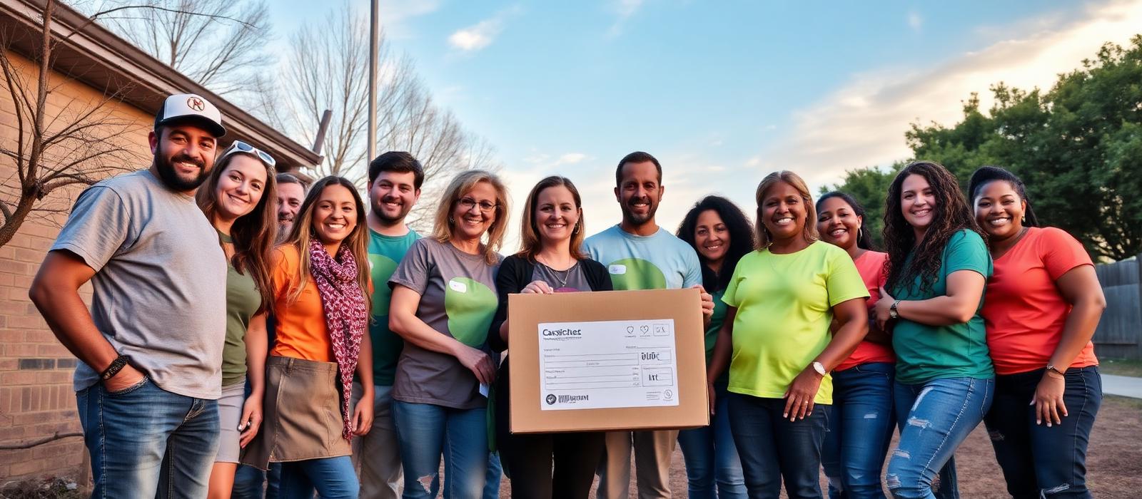 Volunteers with donation box